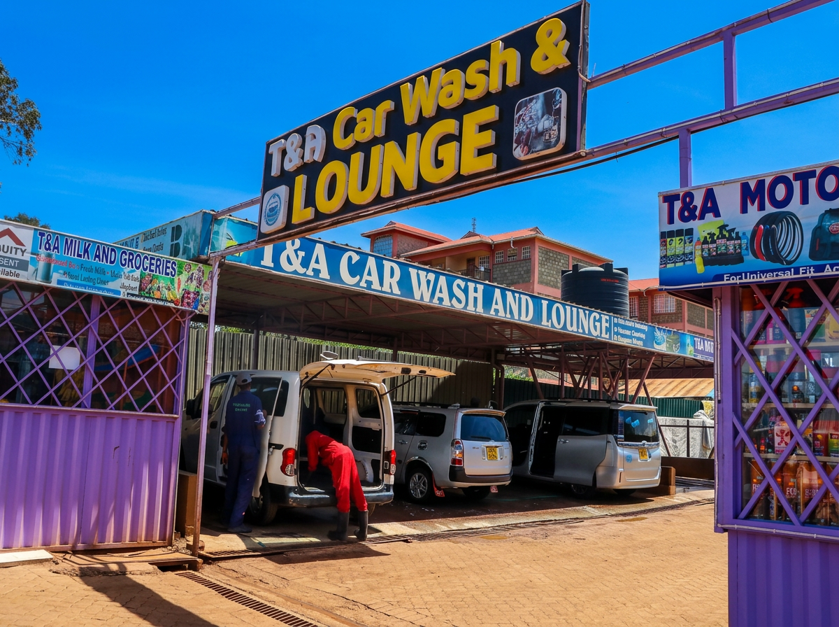 T&A Car Wash and Lounge entrance in Kimumu, Eldoret